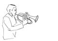 Flugelhorn player. Black drawing.