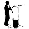 Silhouette musician plays the clarinet. Royalty Free Stock Photo
