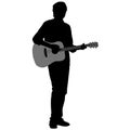 Silhouette musician plays the guitar. Vector illustration Royalty Free Stock Photo