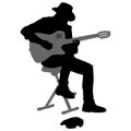 Silhouette musician plays the guitar on a white background Royalty Free Stock Photo