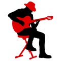 Silhouette musician plays the guitar on a white background Royalty Free Stock Photo