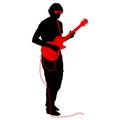 Silhouette musician plays the guitar on a white background Royalty Free Stock Photo