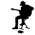 Silhouette musician plays the guitar on a white background Royalty Free Stock Photo