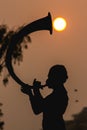 A silhouette of cultural musician from Jaipur Rajasthan Royalty Free Stock Photo