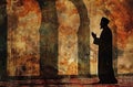 Silhouette of muslim man praying silhouette of muslim man praying with sunset background Royalty Free Stock Photo