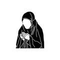 Silhouette muslim woman praying in hajj clothes