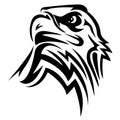 The Silhouette Of The Muzzle Is An Eagle Falcon, Painted Black, Painted In Curved Lines. Head Eagle Falcon With Animal Logo