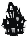 Silhouette of a mystical castle. Vector illustration of a haunted house for Halloween. Tattoo. Royalty Free Stock Photo