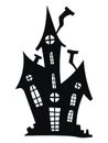 Silhouette of a mystical castle. Vector illustration of a haunted house for Halloween. Tattoo. Royalty Free Stock Photo