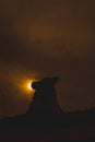 Silhouette of Nandi idol during sunset in the background Royalty Free Stock Photo