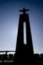 Silhouette of National Shrine of Christ-King at Almada Royalty Free Stock Photo