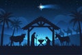 silhouette nativity scene night vector design illustration Royalty Free Stock Photo