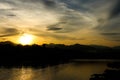 Silhouette nature and lifestyle of thai riverside