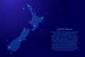 Silhouette of New Zealand country from wavy blue space sinusoid