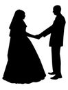 Silhouette of newly-weds Royalty Free Stock Photo