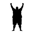 Silhouette of an obese man raising his arms. Victory gesture Royalty Free Stock Photo