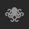 Silhouette octopus logo monogram, mockup seafood restaurant linear graphic emblem, print t-shirt intersection line style