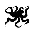 silhouette of octopus,  white background Royalty Free Stock Photo