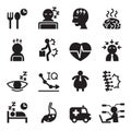 Silhouette office syndrome icons set