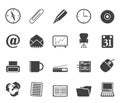 Silhouette Office tools icons Royalty Free Stock Photo