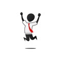 Silhouette office worker man happy success freedom jump action pose illustration