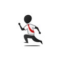 Silhouette office worker man running action pose illustration Royalty Free Stock Photo