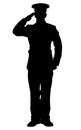 Silhouette of a officer saluting.