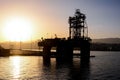 Silhouette of an offshore drilling rig