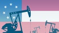 silhouette of oil pump against flag of Confederate States of America USA. Extraction grade crude oil and gas. concept of oil Royalty Free Stock Photo