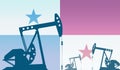 silhouette of oil pumps against flag of Panama. Extraction grade crude oil and gas. concept of oil fields and oil companies,