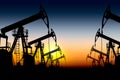 Silhouette oil pumps Royalty Free Stock Photo
