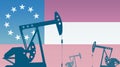 silhouette of oil pump against flag of Confederate States of America USA. Extraction grade crude oil and gas. concept of oil Royalty Free Stock Photo