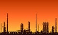 Silhouette of oil refinery or chemical plant Royalty Free Stock Photo