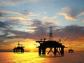 Silhouette oil rig Royalty Free Stock Photo