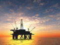 Silhouette oil rig Royalty Free Stock Photo