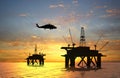 Silhouette oil rig Royalty Free Stock Photo