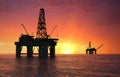 Silhouette oil rig Royalty Free Stock Photo