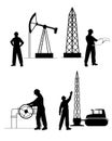 Silhouette oilman background in infrastructure Royalty Free Stock Photo