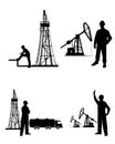 Silhouette oilman background in infrastructure Royalty Free Stock Photo