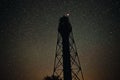 Silhouette of the Old Lighthouse against the background of the starry sky Royalty Free Stock Photo