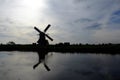 Silhouette Old windmill in Kinderdijk the Netherlands Royalty Free Stock Photo