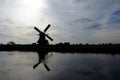 Silhouette Old windmill in Kinderdijk the Netherlands Royalty Free Stock Photo