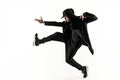 The silhouette of one hip hop male break dancer dancing on white background Royalty Free Stock Photo