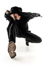 The silhouette of one hip hop male break dancer dancing on white background Royalty Free Stock Photo