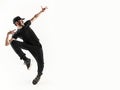 The silhouette of one hip hop male break dancer dancing on white background Royalty Free Stock Photo