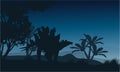 Silhouette of one stegosaurus in fields Royalty Free Stock Photo