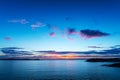 Silhouette of Ons Island in Galicia at dusk, Spain Royalty Free Stock Photo