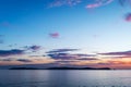 Silhouette of Ons Island in Galicia at dusk, Spain Royalty Free Stock Photo