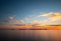 Silhouette of Ons Island in Galicia at dusk, Spain Royalty Free Stock Photo