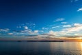 Silhouette of Ons Island in Galicia at dusk, Spain Royalty Free Stock Photo